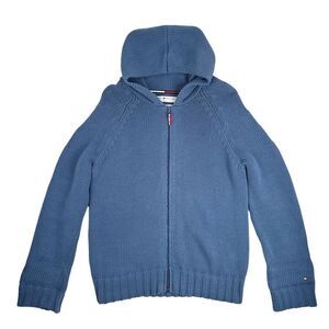 Vintage Tommy Hilfiger Knitted Full Zip Hoodie Sweater Sweatshirt Womens Medium